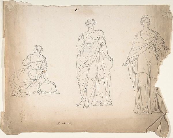 Anonymous, French, 18th century, Studies of Female Statues