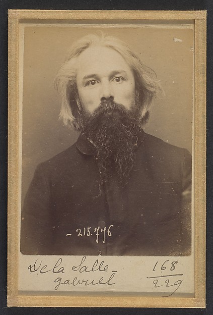 Alphonse Bertillon, De la Salle. Gabriel. 45 ans, né à Nantes (Loire-Inf.). Publiciste. Disposition du Préfet de Police. 16/3/94.