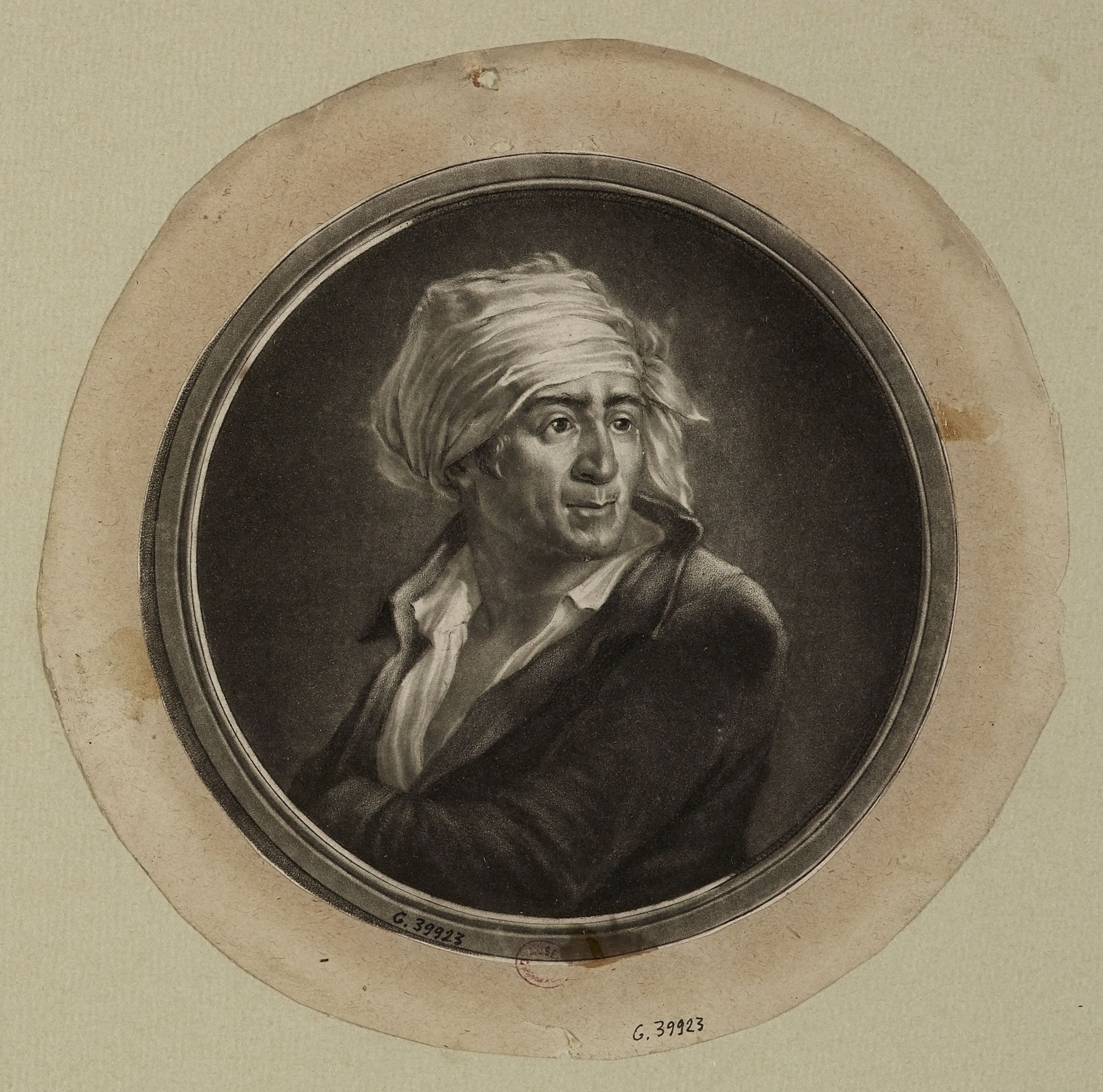 Anonyme, Portrait de Marat en médaillon.