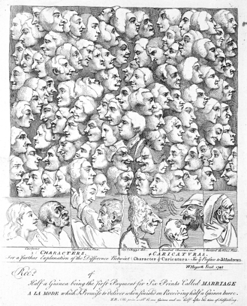 William Hogarth, Karakterer og karikaturer