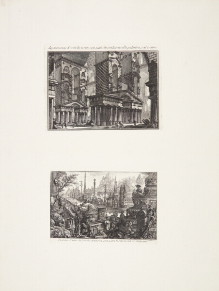 Giovanni Battista Piranesi, Antikke termer med trapper, som leder til gymnasiet og til teatret / Udsigt over et af de antikke cirkusser, omgivet af monumenter