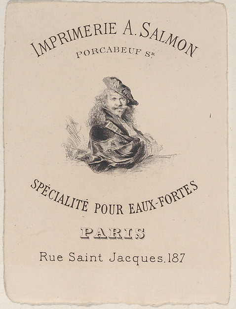 Anonymous, French, 19th century, Trade Card for A. Salmon, Printer (Imprimeur)