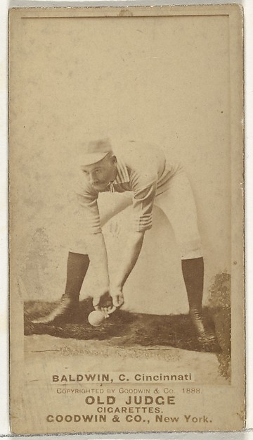 Goodwin & Company, Clarence Geoghan "Kid" Baldwin, Catcher, Cincinnati, from the Old Judge series (N172) for Old Judge Cigarettes