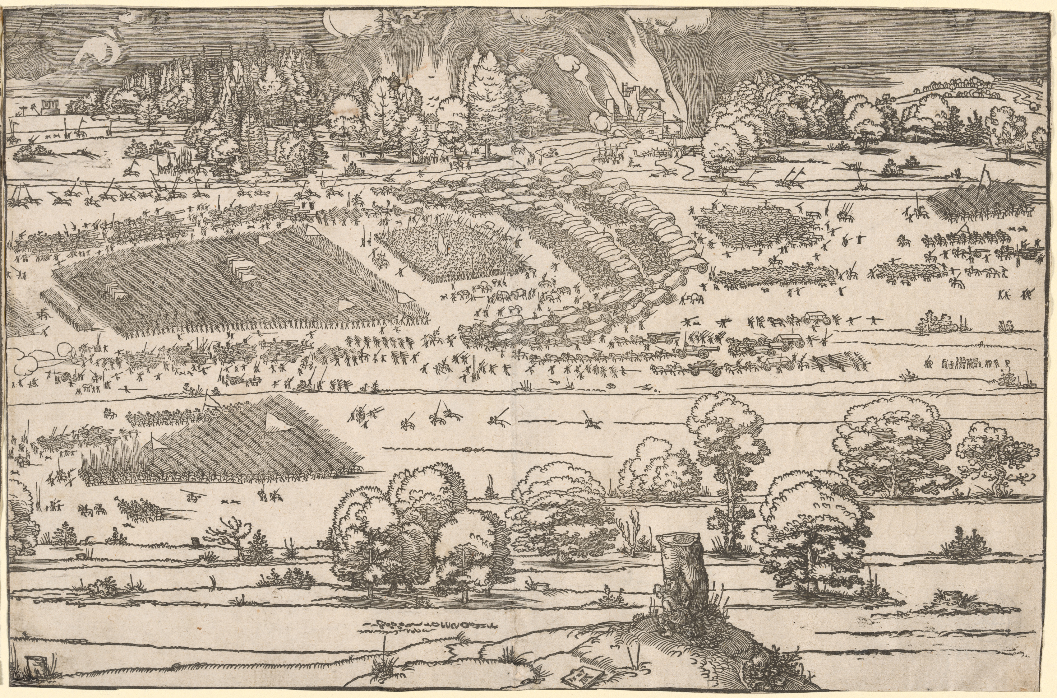 Albrecht Dürer, Siege of a Fortress:  Left Portion