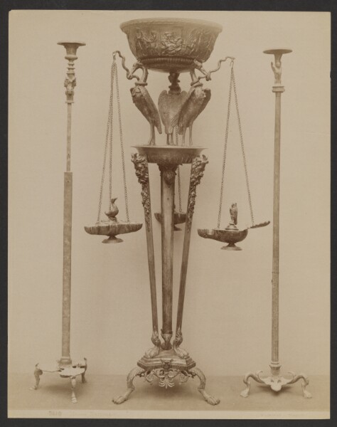 Giorgio Sommer, [candelabra and bird motif vessel, Museo Nazionale]