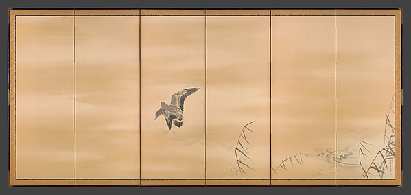 Maruyama Ōkyo 円山応挙, Goose and Reeds; Willows in the Moonlight
