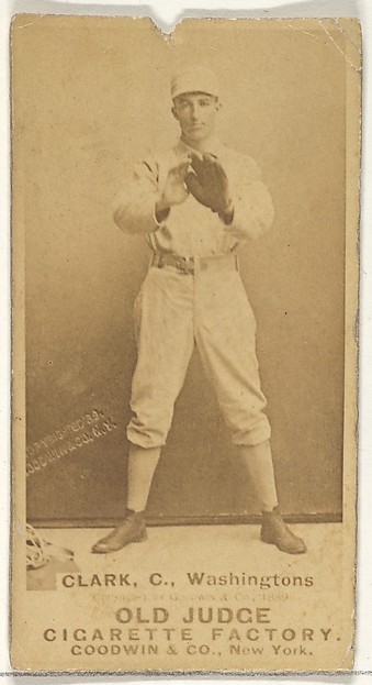 Goodwin & Company, Owen F. "Spider" Clark, Catcher, Washington Nationals, from the Old Judge series (N172) for Old Judge Cigarettes