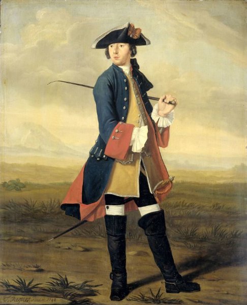 Tibout Regters, Portrait of Ludolf Backhuysen II, Painter, in the Uniform of the Dragoons