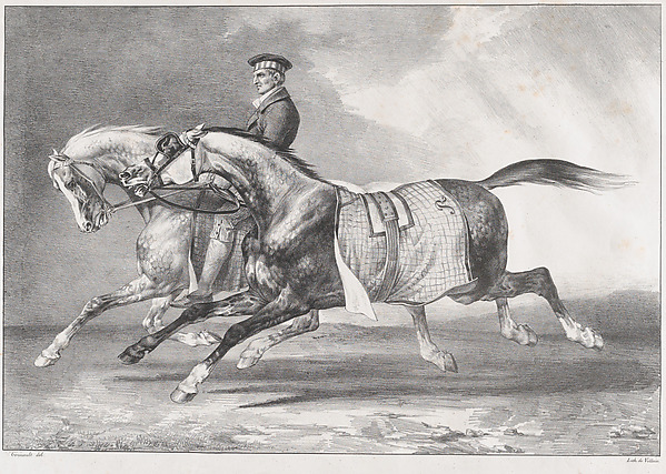 Théodore Géricault, Two Dappled-Grey Horses Being Exercised