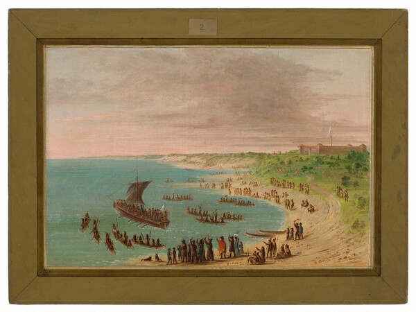 George Catlin, The Expedition Leaving Fort Frontenac on Lake Ontario.  November 18, 1678
