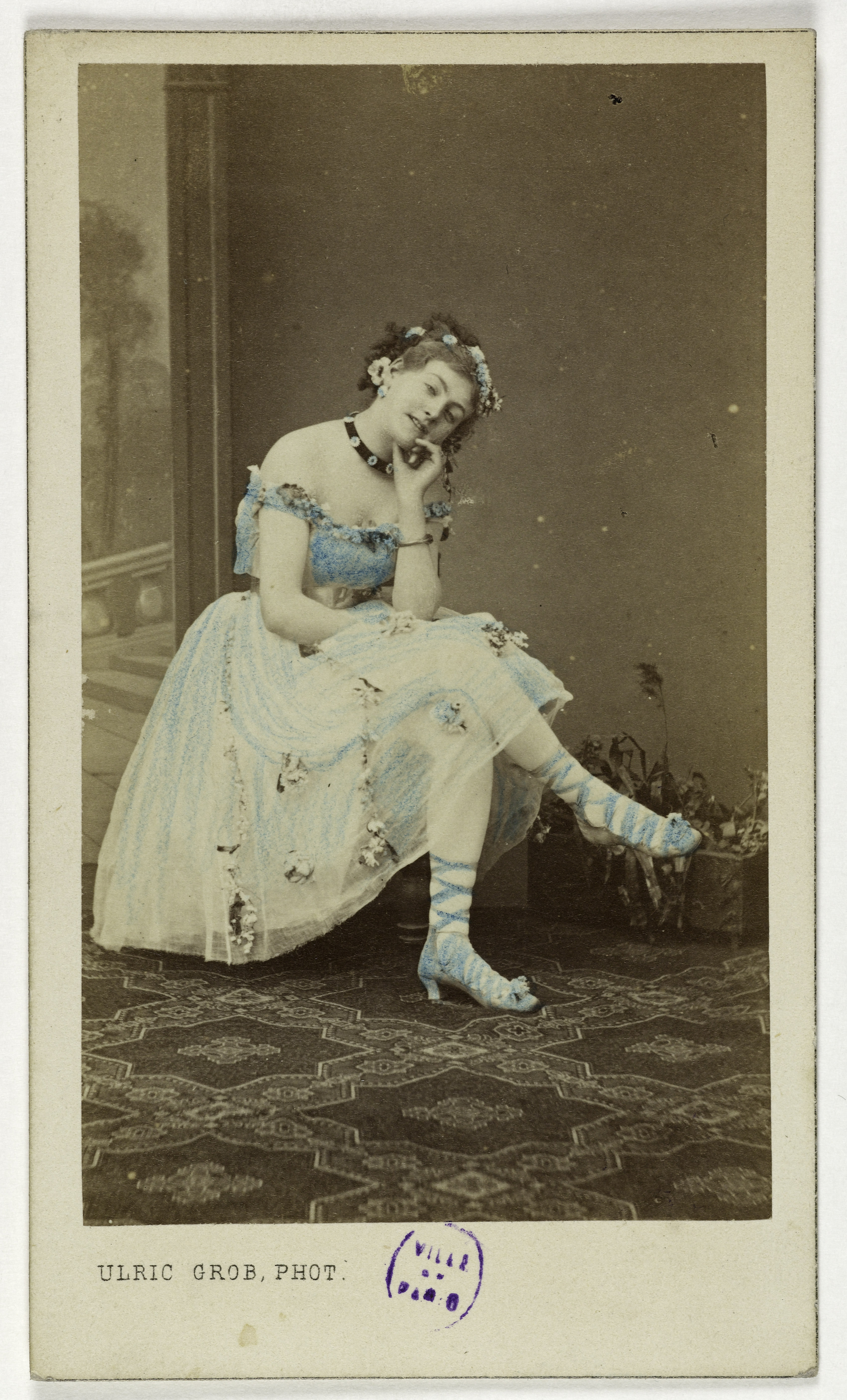 Ulric Grob, Portrait d'Elisabeth de Géraudon ou Gérandon, (dite aussi Volnay), (-1896), (actrice)