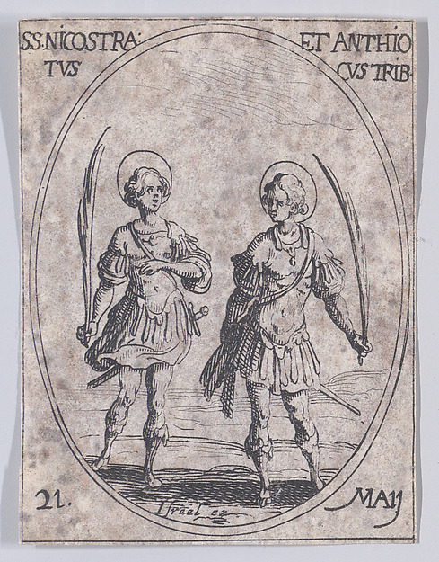 Jacques Callot, S. Nicotras et S. Antioches, tribuns (St. Nicostratus and St. Antiochus, Tribunes), May 21st, from "Les Images De Tous Les Saincts et Saintes de L'Année" (Images of All of the Saints and Religious Events of the Year)