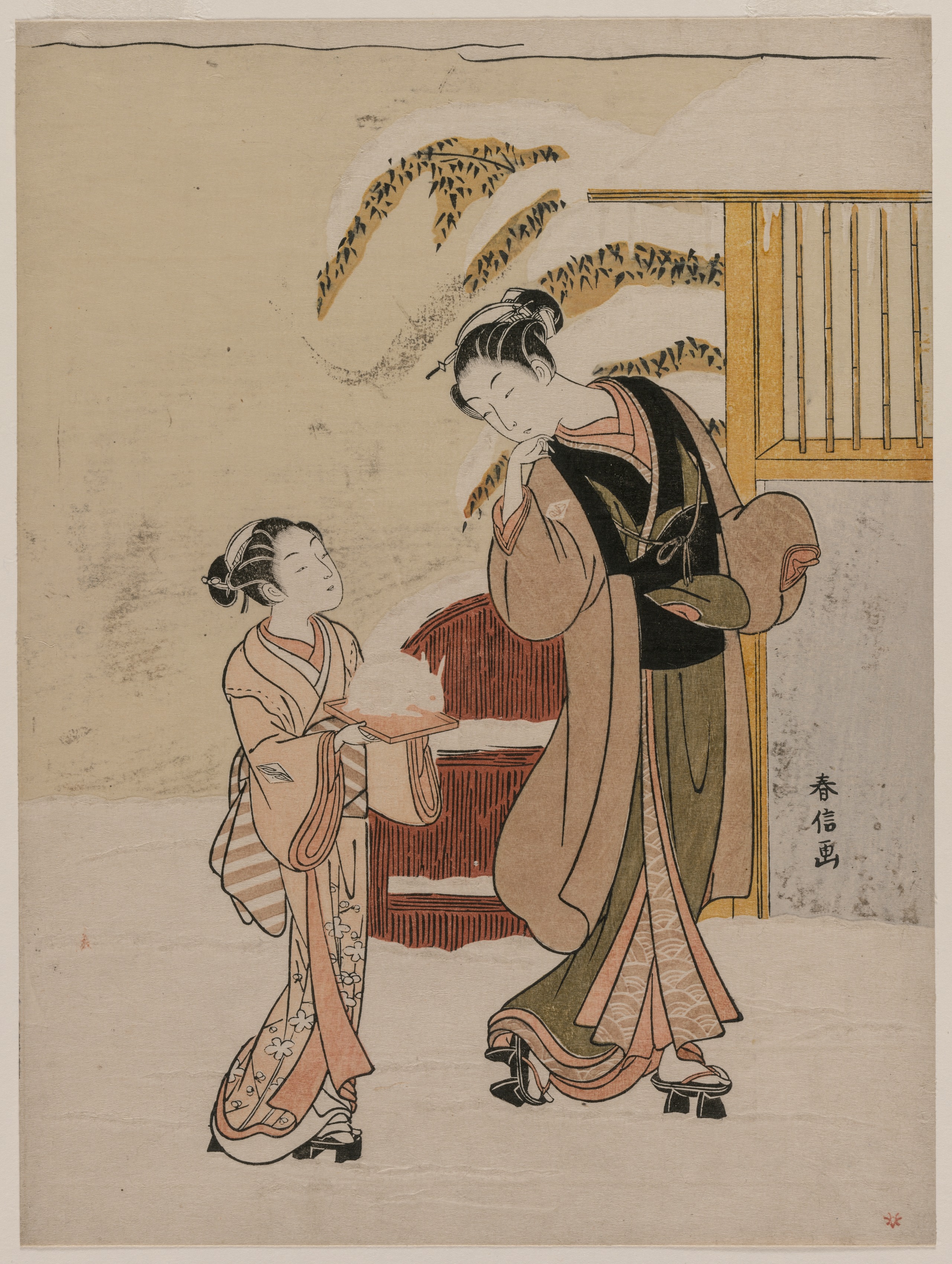 Suzuki Harunobu, Young Woman Admiring a Snow Rabbit