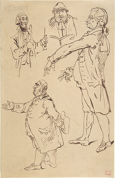 Eugène Delacroix, Studies of Four Englishmen, after James Gillray