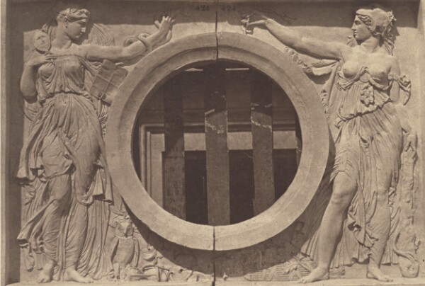 Édouard Baldus, ["La Prudence et la Force", Sculpture by Joseph Felon, Decoration of the Louvre, Paris]