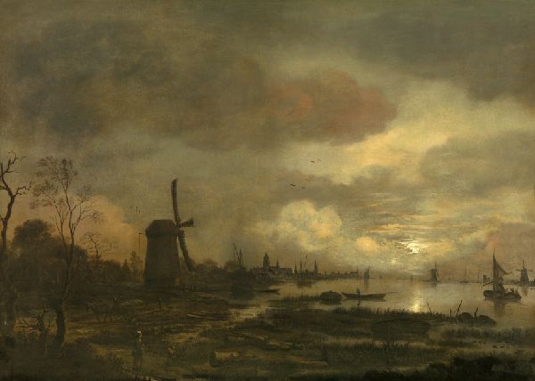 Aert van der Neer, Landscape by Moonlight