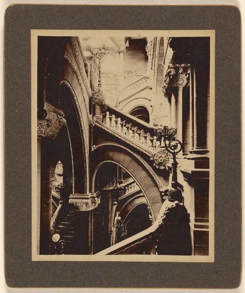 Unknown, [Interior showing an elaborate staircase]