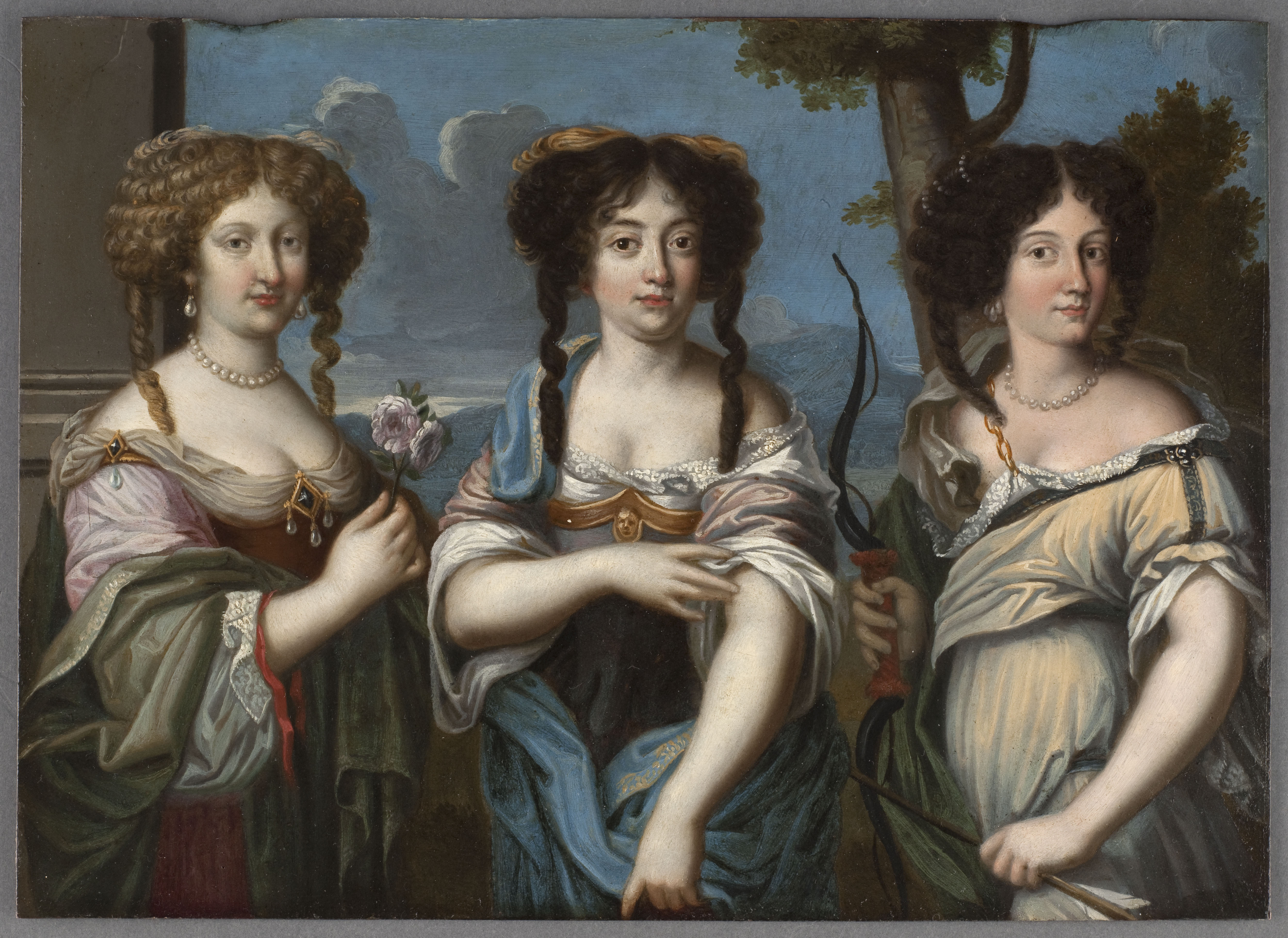 Anonyme, Triple portrait de femmes, anciennement dit "Les Nièces de Mazarin"