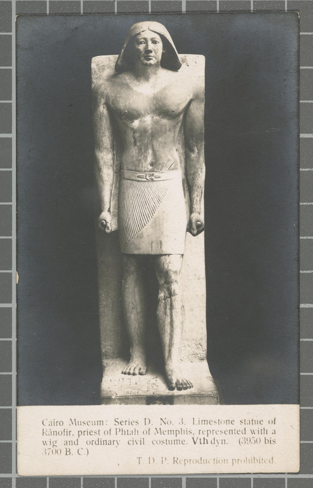Desconegut, Cairo Museum: Series D. No. 3. Limestone of Rânofir, Phtah of Memphis represented with a wig and civil customs.