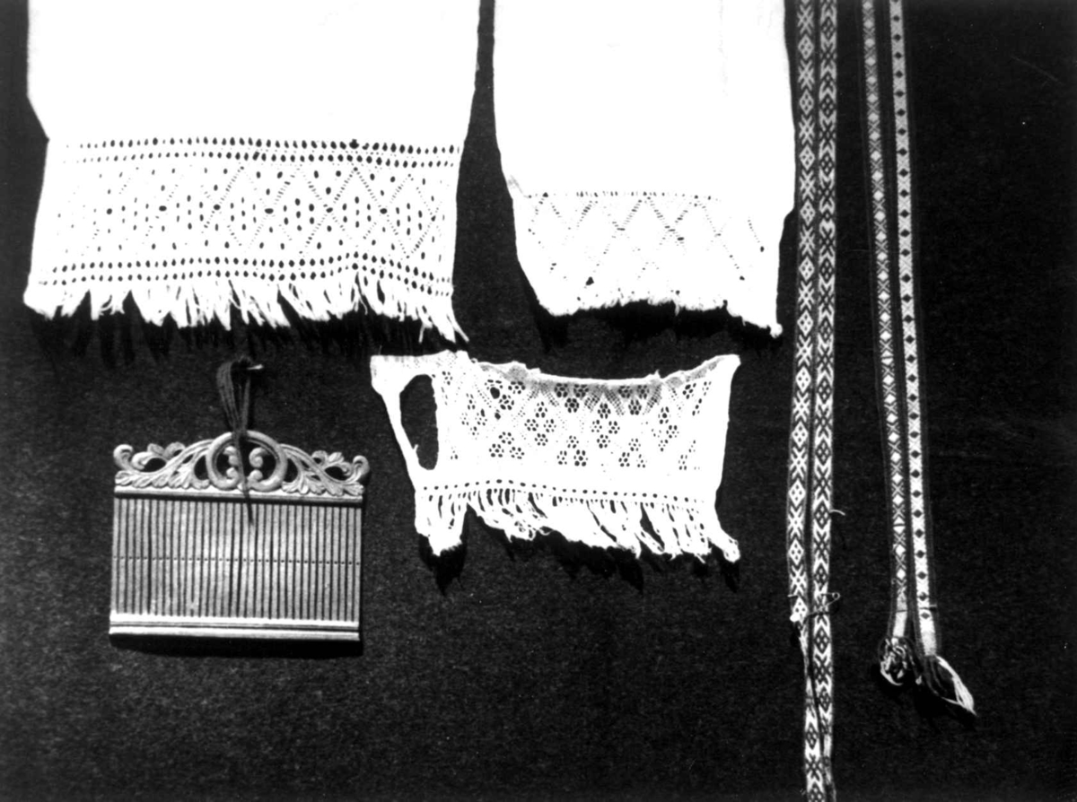 Anna Grostøl, Antagelig Lesja, Oppland 1934. Sprangarbeide og firfletting.