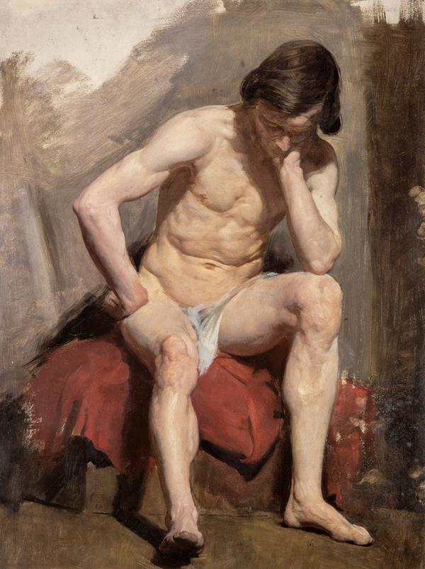 William McTaggart, A Life Study of a Seated Nude Male Model