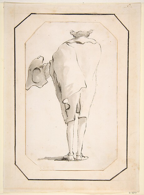 Giovanni Battista Tiepolo, Caricature of a Man Holding a Tricorne, Seen from Behind