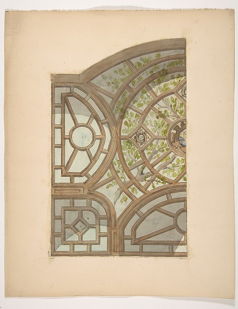 Jules-Edmond-Charles Lachaise, Design for one section of a ceiling painted with trees and lattices