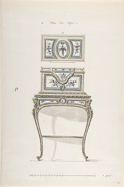 Anonymous, French, 18th century, Design for a Jewel Coffer on a Writing Stand