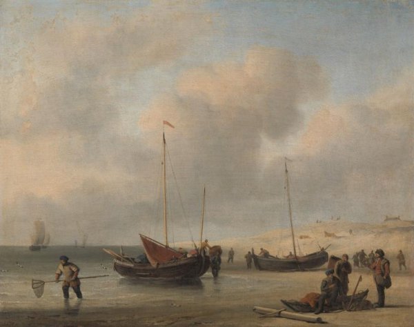 Willem van de Velde (II), Fishing Boats on Shore (The Shore, Unloading a Fishing Smack)