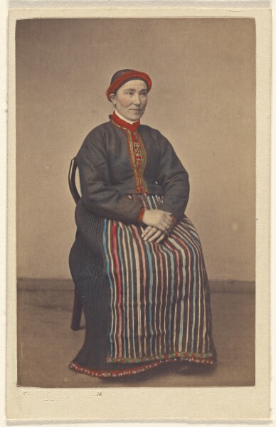 Knud Knudsen, Pige fra Osterfjorden. [woman in Norwegian costume, seated]