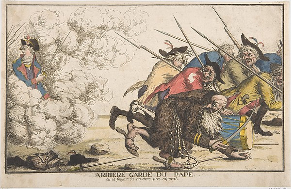 Anonymous, French, 18th century, The Pope's Rear Guard or the Fright of the Reverend Father Corporal (Arrière garde du pape, ou la frayeur du reverend pere caporal)