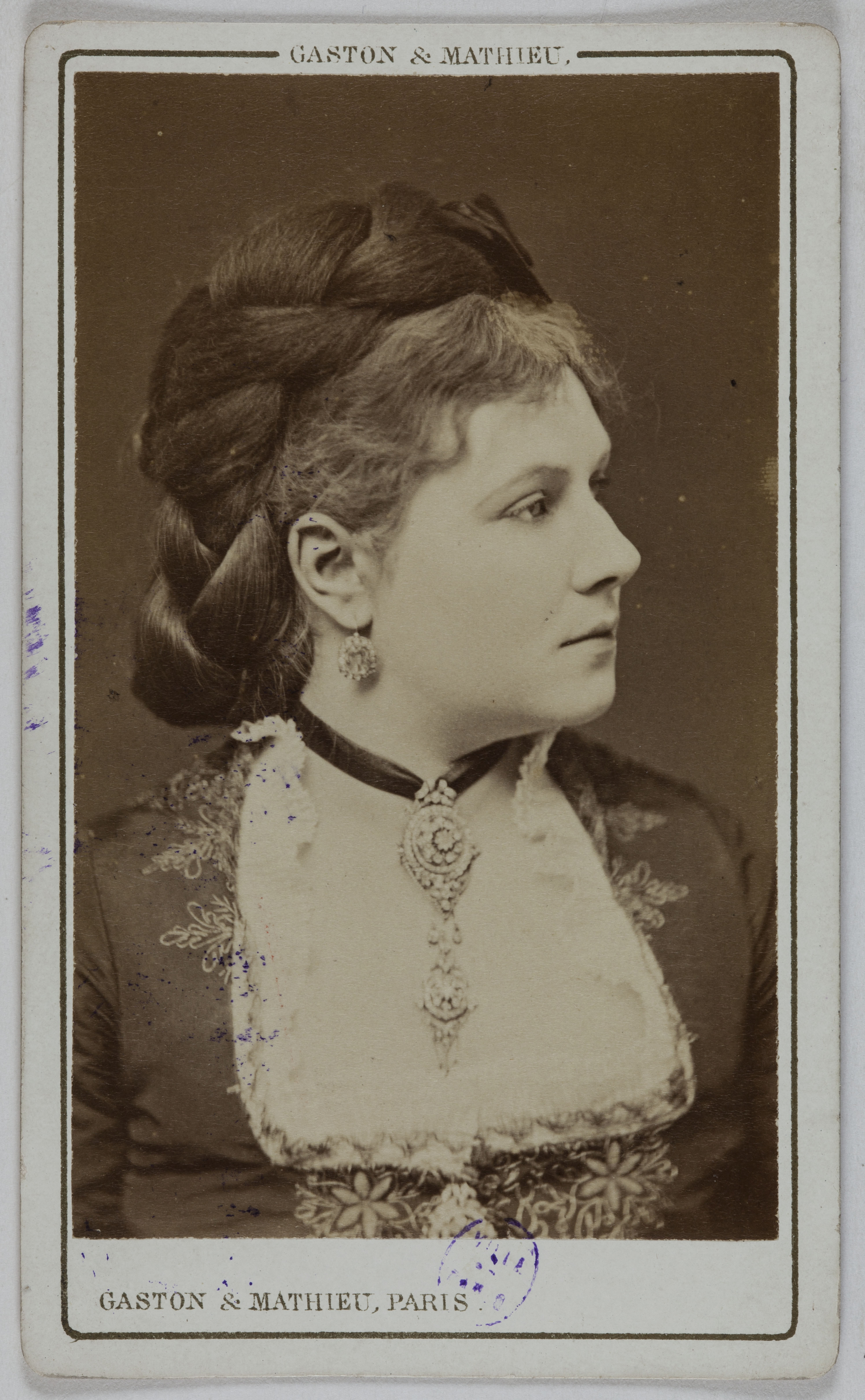Mathieu & Cie Gaston, Portrait de Julia Baron (née Jenny Boudin), (vers 1836- ), (actrice)