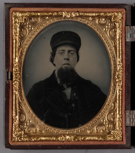 Unknown, [Portrait of a Seated Man Wearing Cap with Thick Chin Whiskers]