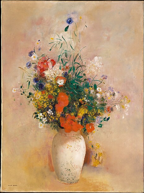 Odilon Redon, Vase of Flowers (Pink Background)