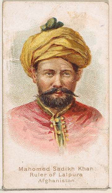 William S. Kimball & Company, Mahomed Sadikh Khan, Ruler of Lalpura, Afghanistan, from the Savage and Semi-Barbarous Chiefs and Rulers series (N189) issued by Wm. S. Kimball & Co.