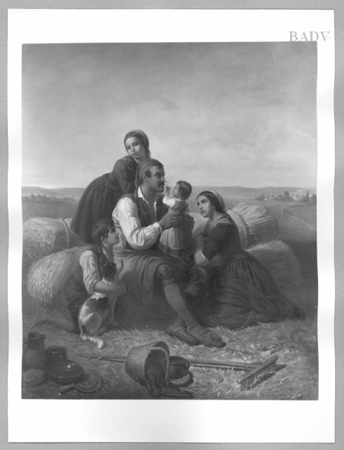 Friedrich Friedländer, summer-landscape a peasant-family reposing