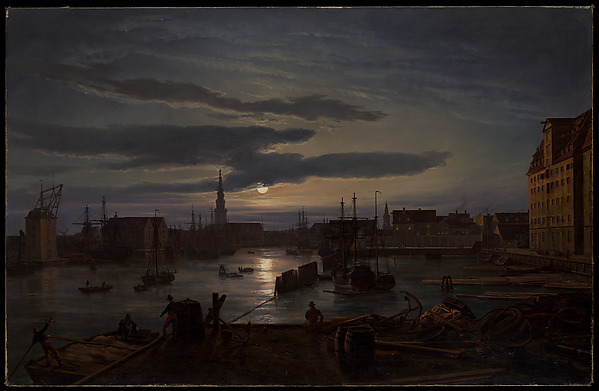 Johan Christian Dahl, Copenhagen Harbor by Moonlight