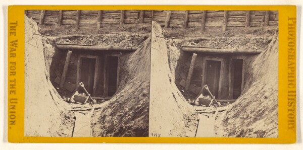 Edward and Henry T. Anthony & Co., Entrance to the Mine in the Rebel Fort Mahone, called by the soldiers "Fort Damnation."...after the storming of Petersburgh, Va.