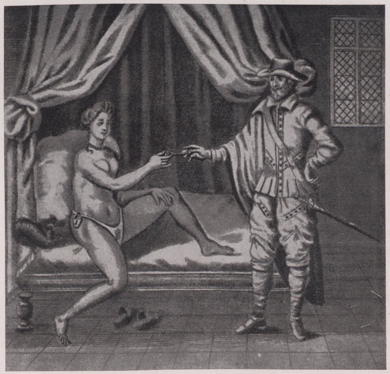 Unknown artist, Abbildung eines Kupferstichs einer Frau mit Keuschheitsgürtel