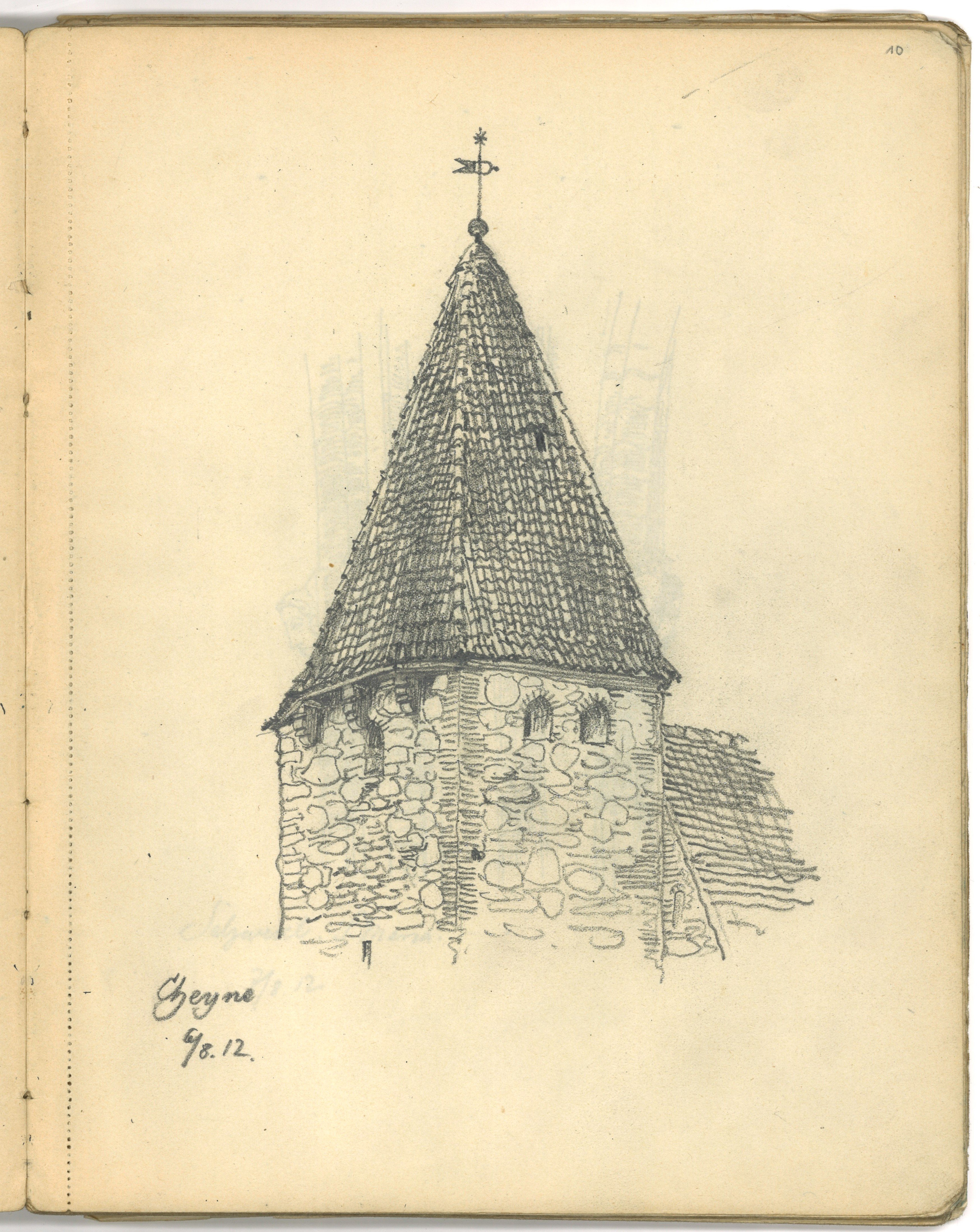 Otto Stiehl, Cheine (Kr. Salzwedel) (Altmark): Dorfkirche, Kirchturm