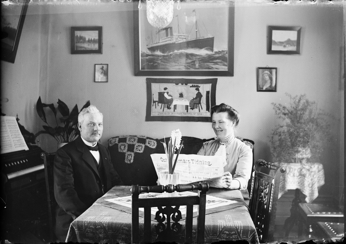 Skötsner-Edhlund, Barber B. A. Lindqvist with Wife, Östhammar, Uppland
