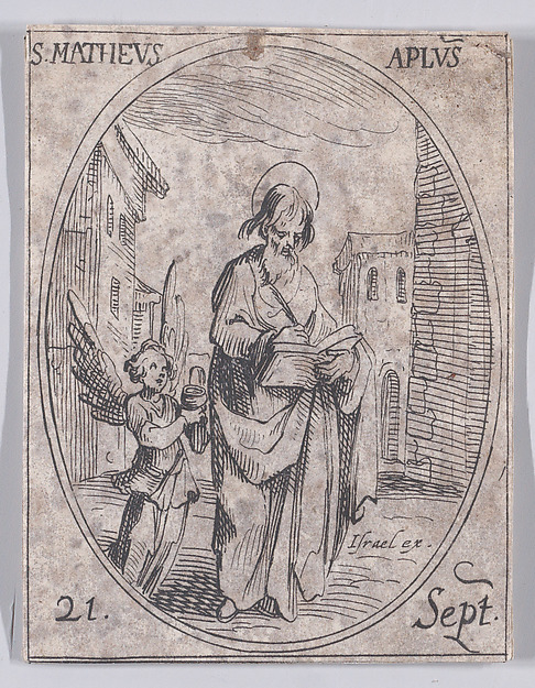 Jacques Callot, S. Mathieu, apôtre (St. Matthew, Apostle), September 21st, from "Les Images De Tous Les Saincts et Saintes de L'Année" (Images of All of the Saints and Religious Events of the Year)