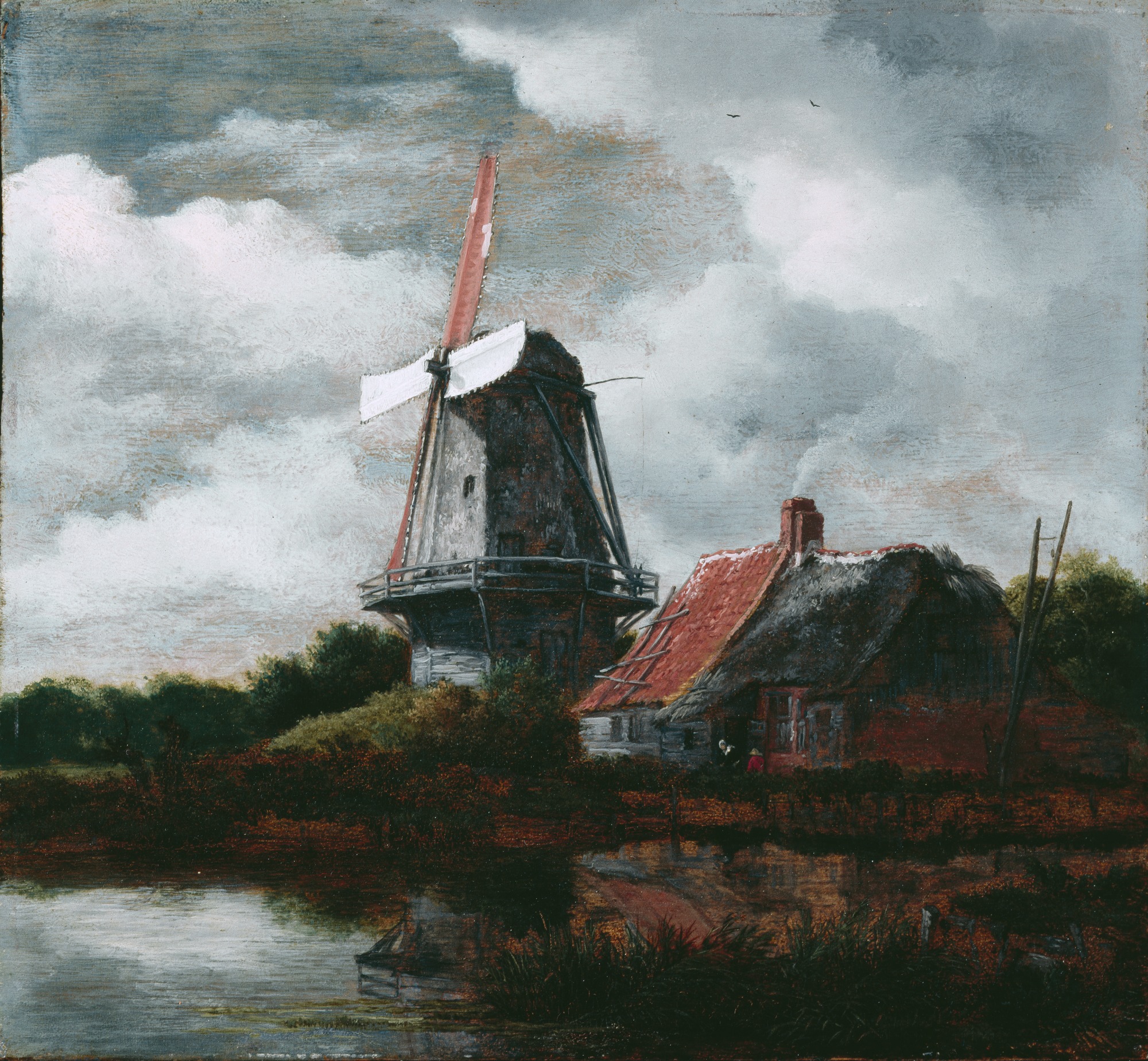 Jacob van Ruisdael, Landscape with a Farm House and Windmill