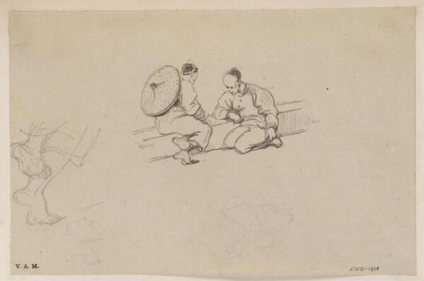 George Chinnery, Two Chinese men on a step