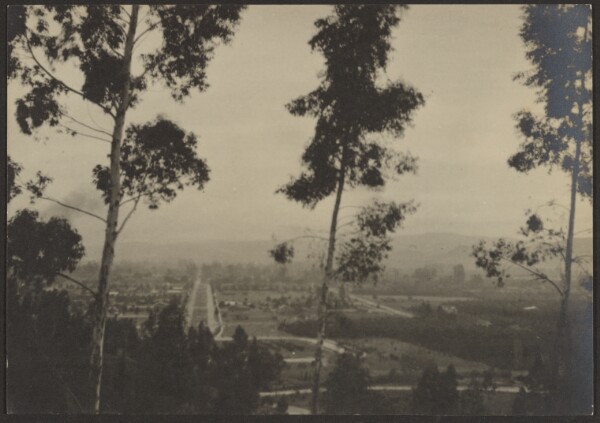 Louis Fleckenstein, [Landscape of Town through Trees]