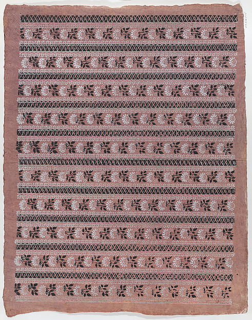 Anonymous, Sheet with ten borders with floral patterns on pale pink background