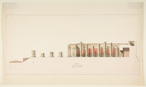 Anonymous, French, 19th century, Cross-Section of the Temple of Jupiter, Pompeii