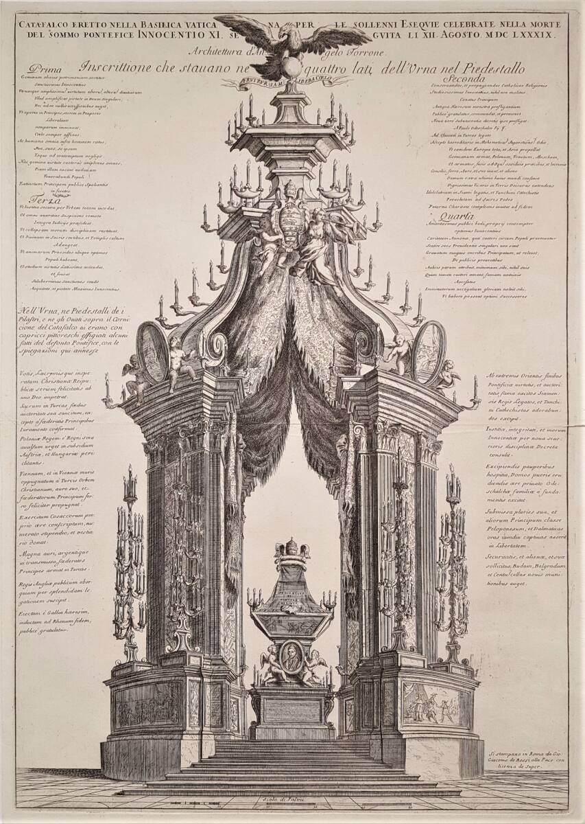 Anonym, Trauergerüst für Papst Innozenz XI. am 20. August 1689 im Petersdom in Rom