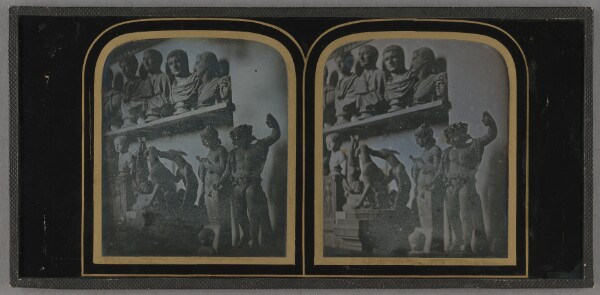 Unknown, [Wall and shelf with busts, sculptures and pediment figures]