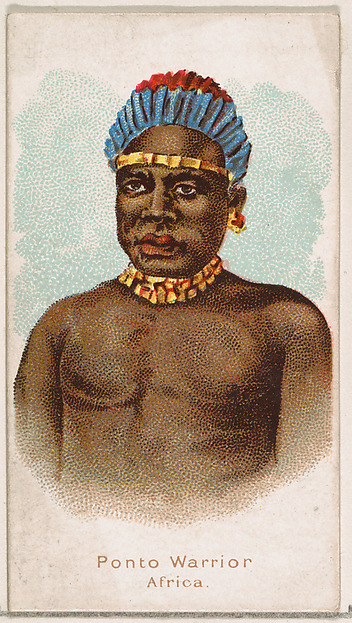 William S. Kimball & Company, Ponto Warrior, Africa, from the Savage and Semi-Barbarous Chiefs and Rulers series (N189) issued by Wm. S. Kimball & Co.